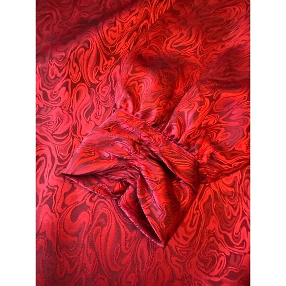 Vintage 80s Yves St. Clair Red & Black Swirl Pattern Blouse High Neck Size 10 - Picture 5 of 5